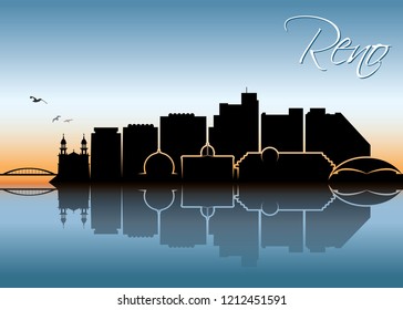 Reno skyline - Nevada United States of America USA - vector illustration