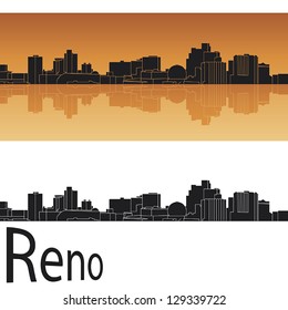 Reno skyline in orange background in editable vector file