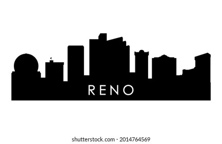 Silueta de perfil de Reno. Diseño de la ciudad de Reno Negro aislado sobre fondo blanco. 