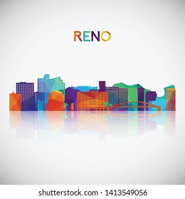 Reno skyline silhouette in colorful geometric style. Symbol for your design. Vector illustration.