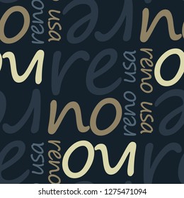 reno, usa seamless pattern, typographic city background, texture.