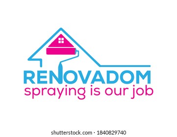 Renovadom Spraying is our job Logo or Icon Design Vector Image Template