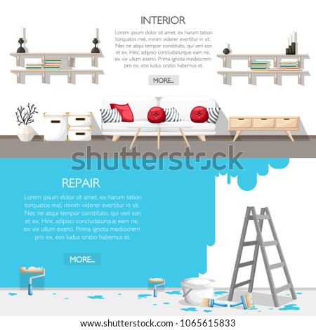 Renovated Room Furniture Painting Wall Paint Stock Vector