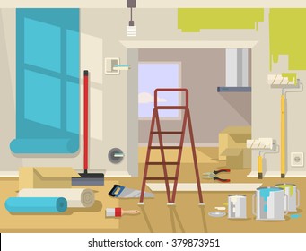 Renovation apartment. Vector flat illustration