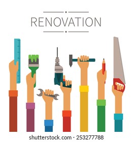 Concepto de vector de renovación y construcción en estilo moderno plano