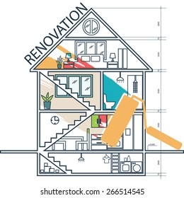 Renovation .House remodeling,flat design .Vector