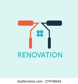 Renovation .House remodeling,flat design,negative space concept .Vector