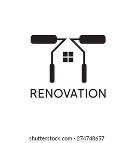 Renovation .House remodeling,flat design,negative space concept .Vector