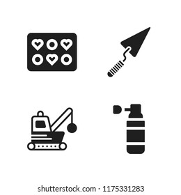 renovation icon. 4 renovation vector icons set. trowel, spray and molded icons for web and design about renovation theme