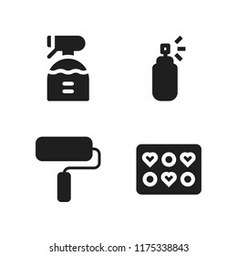 renovation icon. 4 renovation vector icons set. molded, spray and paint roller icons for web and design about renovation theme