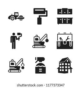 renovation icon. 9 renovation vector icons set. demolishing, spray and painter icons for web and design about renovation theme