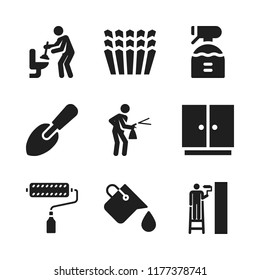 renovation icon. 9 renovation vector icons set. molded, plumber and trowel icons for web and design about renovation theme