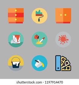 renovation icon set. vector set about paint, home repair, paint bucket and paint roller icons set.