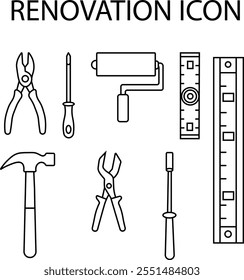 a renovation icon set vector illastration just line