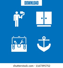 renovation icon. This set with work tools, painter, cabinet and toolbox vector icons for mobile and web