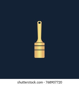 Renovation instrument brush icon flat. Simple gold pictogram on dark background. Vector illustration symbol