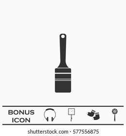 Renovation instrument brush whitewash icon flat. Black pictogram on white background. Vector illustration symbol and bonus button