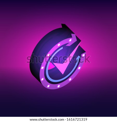 Renovation isometric icon, graphical symbol of movement, rotation, cyclic recurrence, etc. Vector illustration