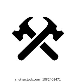 Renovation Logo Design, Black Hammer Tool Silhouette Icon, Repair Logo Concept