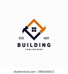 Renovation logo with hummer, roof and window combination concept on white background