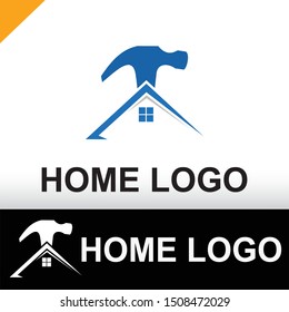 Renovation Logo template. hammerhead and home, creative home renovation design. Clean, modern and elegant style design. flat design style.