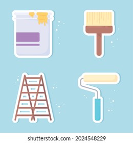 renovation paint color brush and bucket set