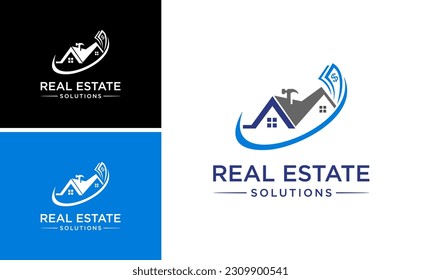 renovation real estate solution logo design, home cash payment money design template