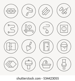 Conjunto de iconos de línea delgada de renovación