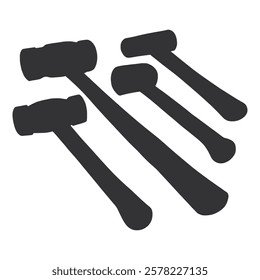 Renovation Tool Hammer Silhouette. Black Hammer Element Work Tools. Hammer Equipment.