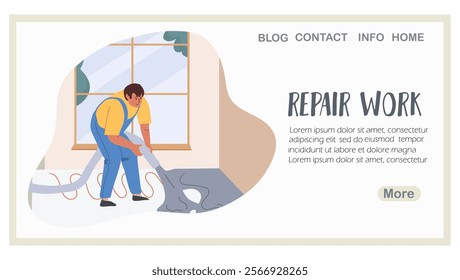 Renovation work, renovation, landing page, web design, website, website, background, vector, vector, design, illustration, hand drawn vector.