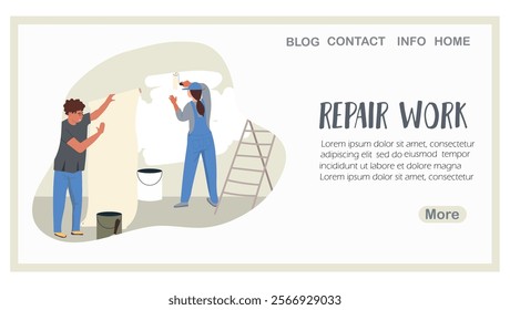 Renovation work, renovation, landing page, web design, website, website, background, vector, vector, design, illustration, hand drawn vector.