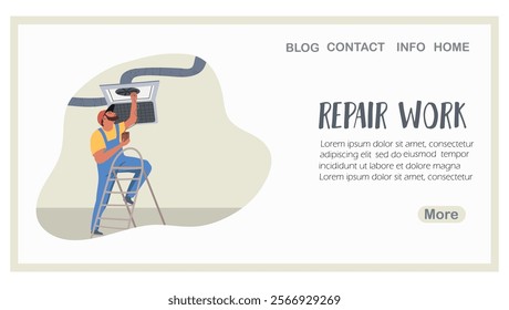 Renovation work, renovation, landing page, web design, website, website, background, vector, vector, design, illustration, hand drawn vector.