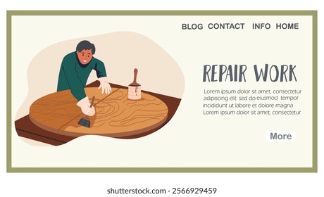 Renovation work, renovation, landing page, web design, website, website, background, vector, vector, design, illustration, hand drawn vector.