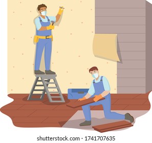 Renovation worker keep working in pandemic illustration