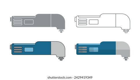 Renovator tool colored flat line icon and silhouette stencil template