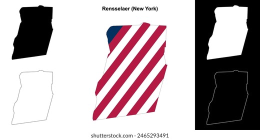 Rensselaer County (New York) outline map set
