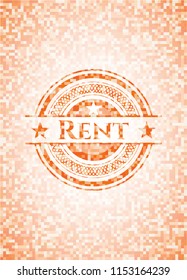 Rent abstract emblem, orange mosaic background