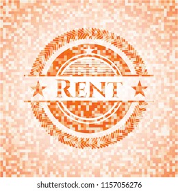 Rent abstract emblem, orange mosaic background