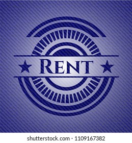  Rent badge with denim background