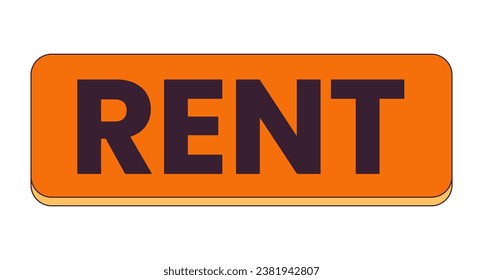 Rent banner rectangular 2D linear cartoon object. Rental real estate rectangle sign isolated line vector element white background. Renting property button horizontal color flat spot illustration
