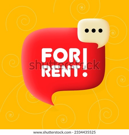 For rent banner. Speech bubble with For rent text. Business concept. 3d illustration. Spiral background. Vector line icon for business