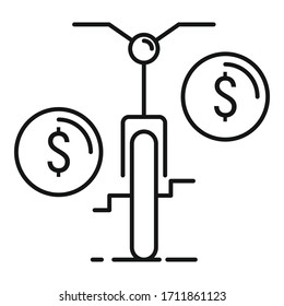 Rent bike icon. Outline rent bike vector icon for web design isolated on white background