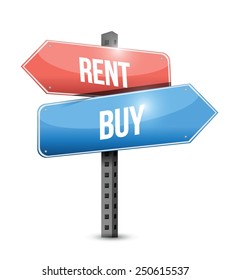 rent or buy sign illustration design over a white background