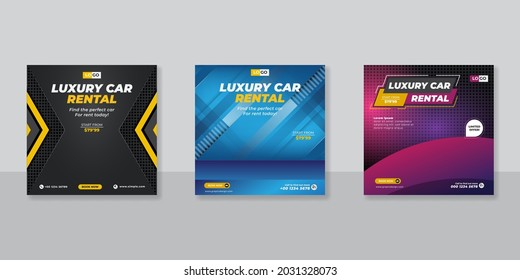 Rent a car banner for flyer and social media post template