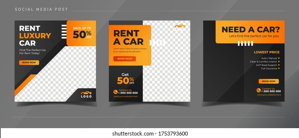 Rent Car Banner For Social Media Post Template