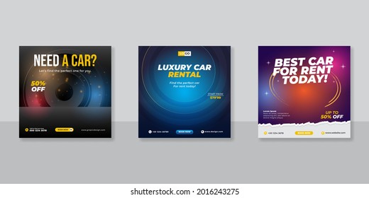 Rent A Car Banner For Social Media Post Template