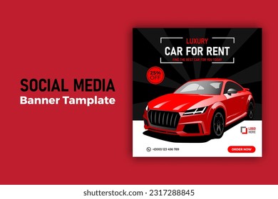 Rent a car banner for social media post template, Black Friday car rent post design.