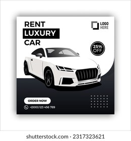 Rent a car banner for social media post template, Black Friday car rent post design.