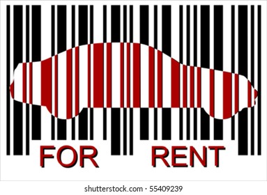 for rent car bar-code, Isolated over background, vector ILLUSTRATION