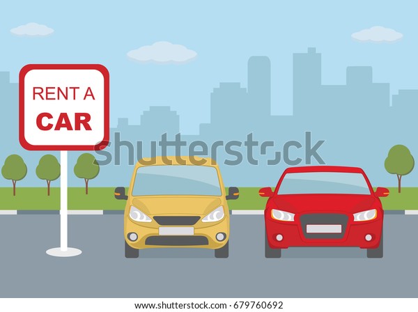 Rent a
car concept. Flat style, vector
illustration.